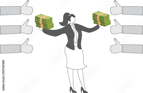 Businesswomen who make money are appreciated and respected, monetarist or gold-digging, and those who show off their wealth with a pile of banknotes reap numerous thumbs up