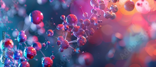 Abstract molecular atom model depicting scientific and medical structural concepts for research and innovation