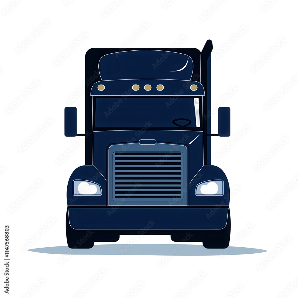 Heavy-duty truck transparent background digital illustration urban environment front view transportation concept