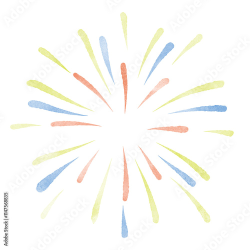 Watercolor painting fireworks for new year celebration