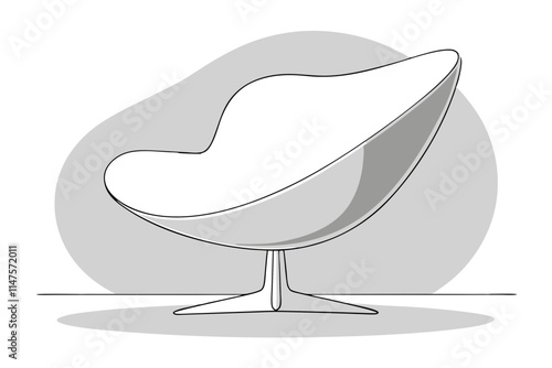 Vector Art of a White Hull Chair in Simple Line Drawing