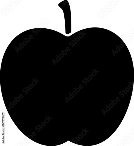 Whole apple flat icon.
Isolated apple black silhouette vector.
Transparent background.