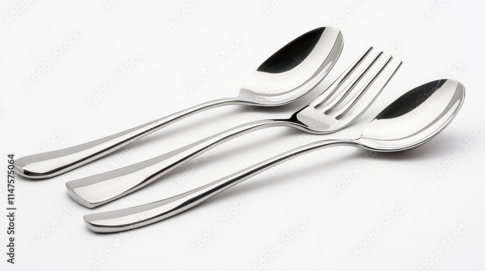 Close-Up of Stainless Steel Fork and Spoons Close-Up of Stainless Steel Fork and Spoons