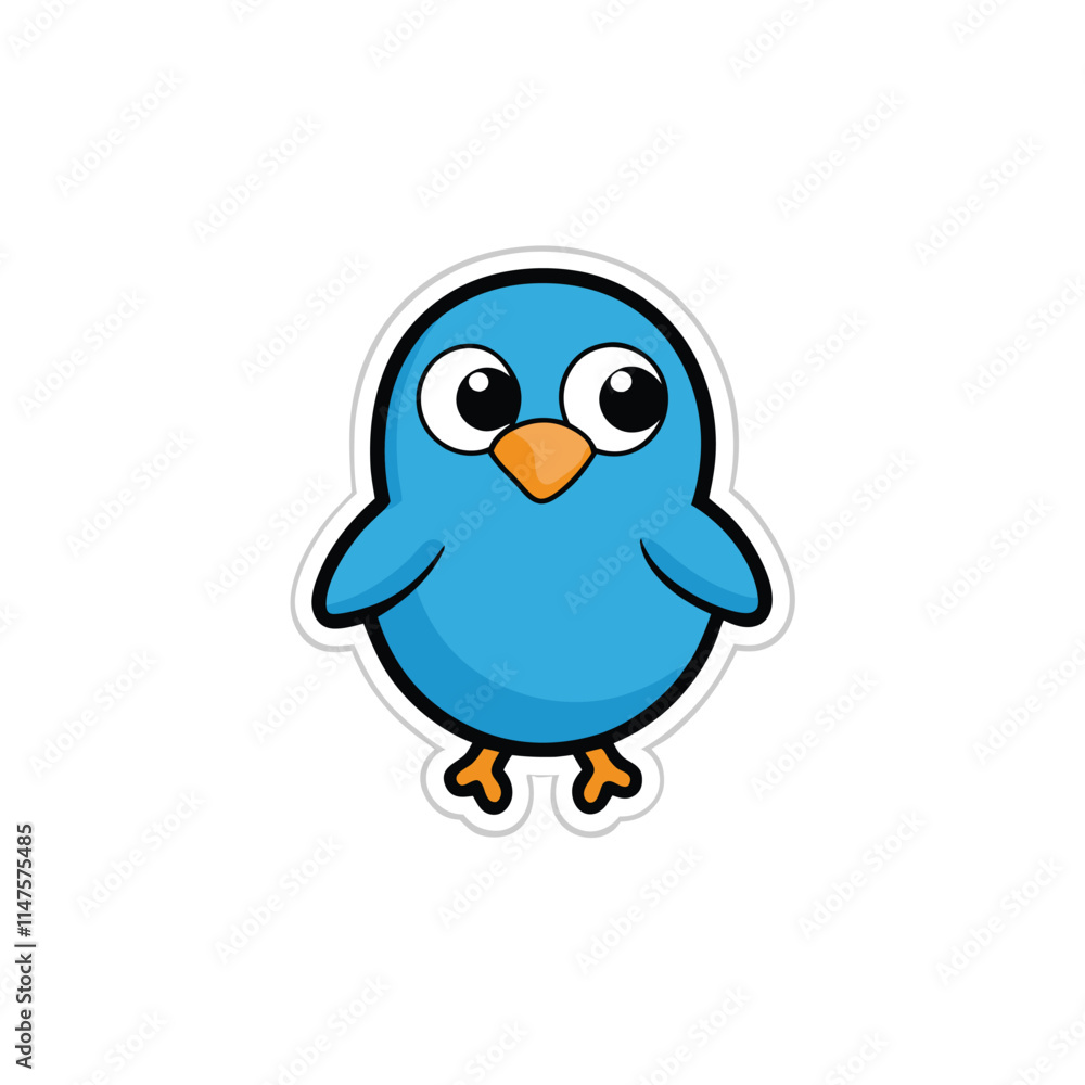 Cute Bird Sticker Vector Illustration

