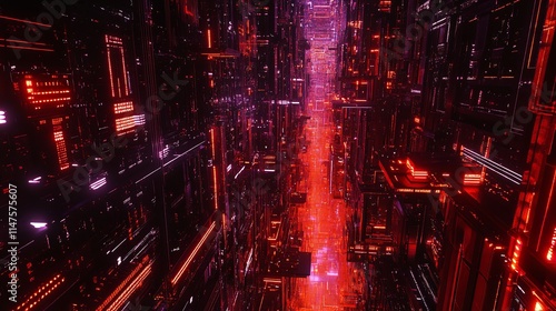 Wallpaper Mural A corridor of server racks in a futuristic data center illuminated by blue neon lights, symbolizing high-speed data processing. Torontodigital.ca