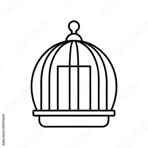 a  line art house system bird cage
 vector