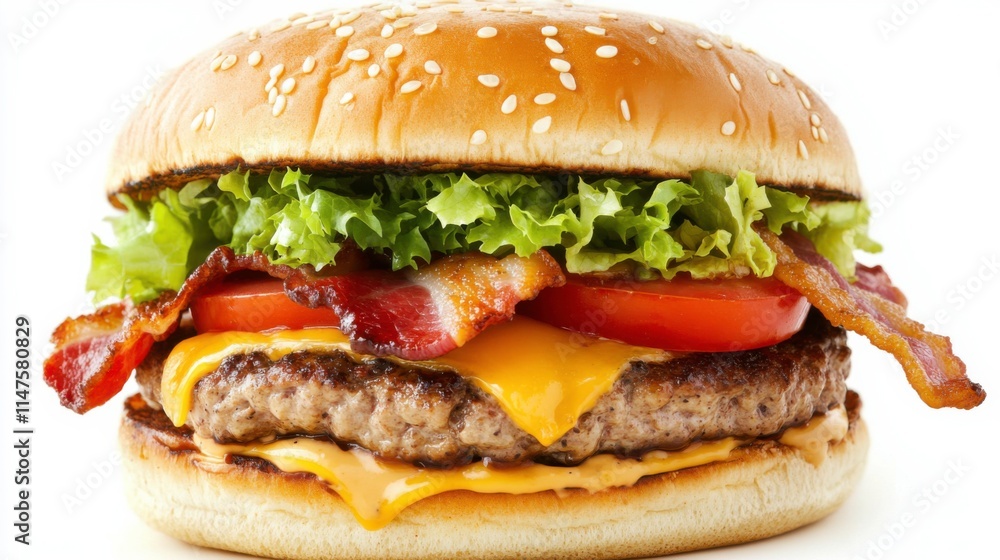 Crispy Chicken Burger with Bacon and Fresh Vegetables Crispy Chicken Burger with Bacon and Fresh Vegetables