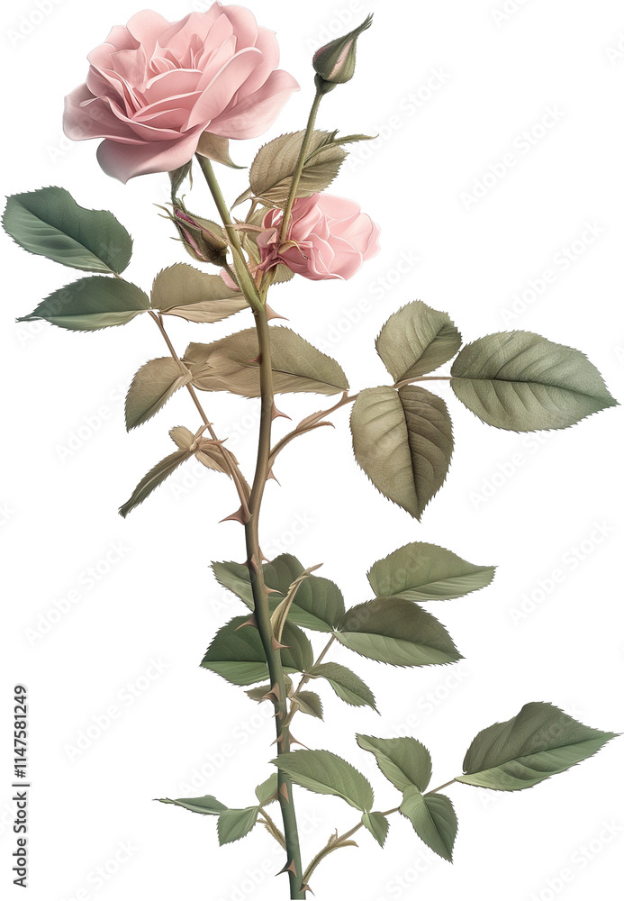Obraz premium Rose Plant ClipArt illustration - Rosa Flower PNG isolated 