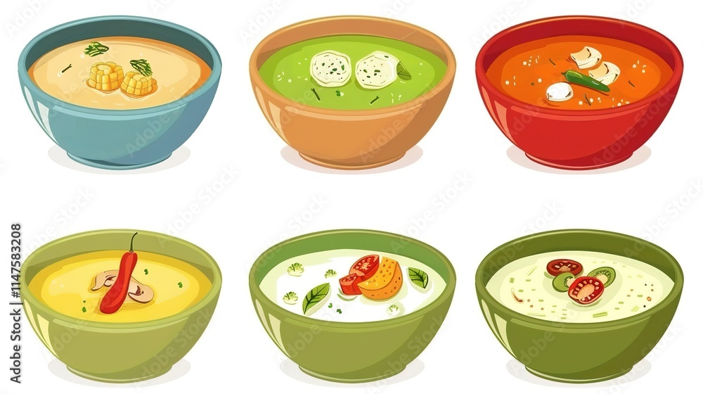The Appealing Vegetable Soup Isolated on White Background: A Hearty and Nourishing Dish Presented with Visual Charm. The Appealing Vegetable Soup Isolated on White Background: A Hearty and Nourishing Dish Presented with Visual Charm.
