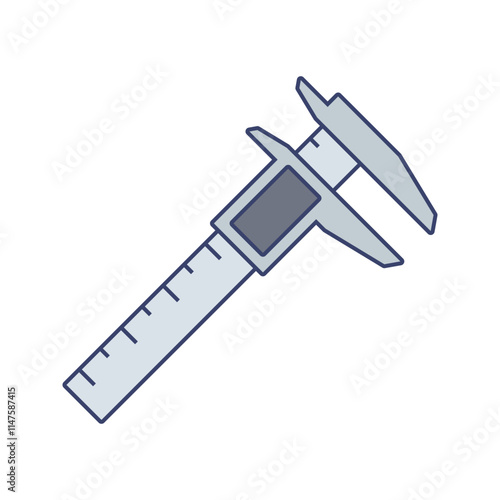 Vernier Caliper Icon Illustration in Flat Style .Ideal for construction, engineering, and industrial design projects.