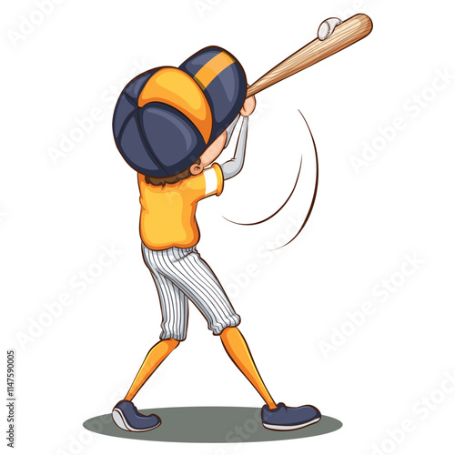 vector of A baseball player is hitting the ball with his bat