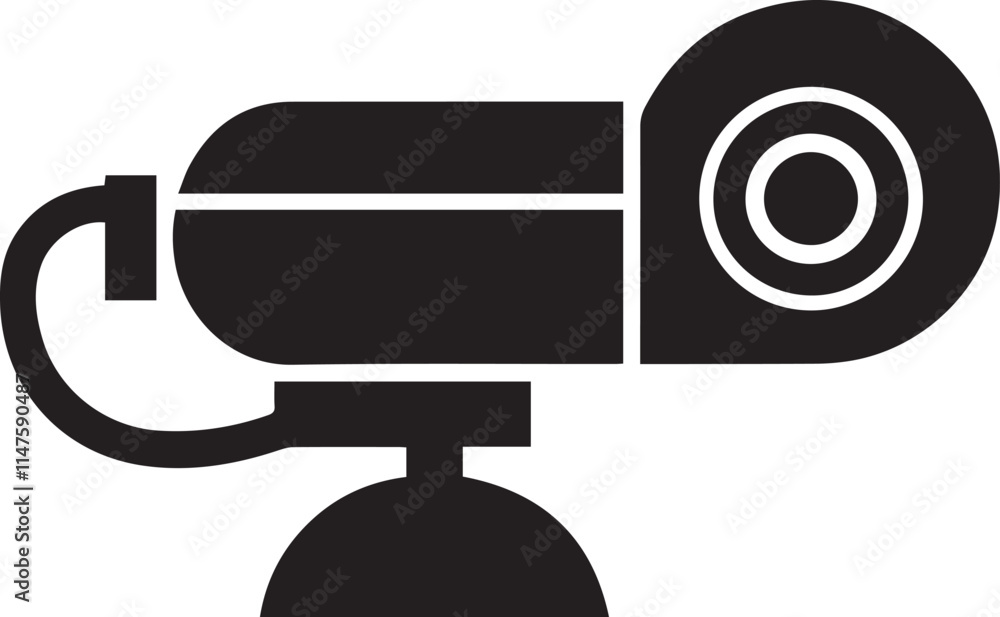 Simple black and white CCTV security camera icon
Simple black and white CCTV security camera icon