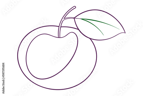 Colorful Plum Line Drawing Vector A Beautiful Fruit Design photo