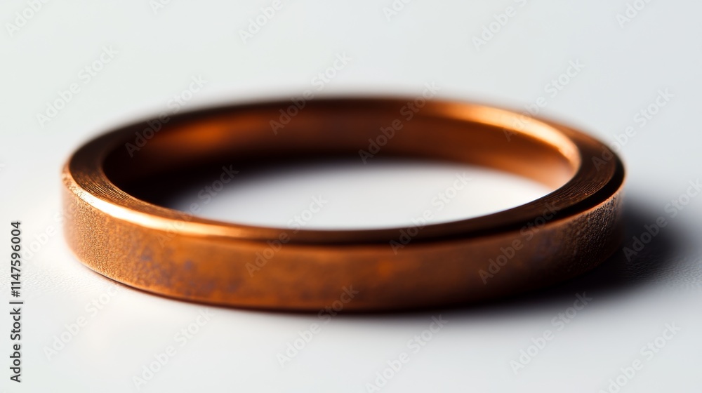 A close-up view of a copper ring. A close-up view of a copper ring.