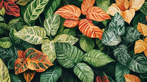 Wallpaper Mural Vibrant tropical leaves botanical garden nature photography lush environment close-up view colorful flora Torontodigital.ca