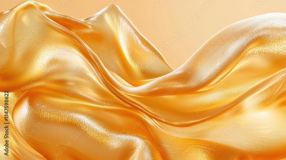 Fototapeta premium Flowing deep orange satin textures abstract composition digital art soft lighting close-up view elegance and luxury