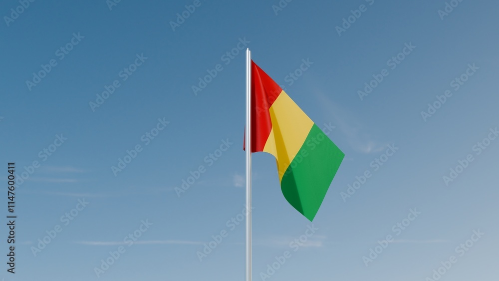 Guinea flag on blue sky 3d illustration image Guinea flag on blue sky 3d illustration image