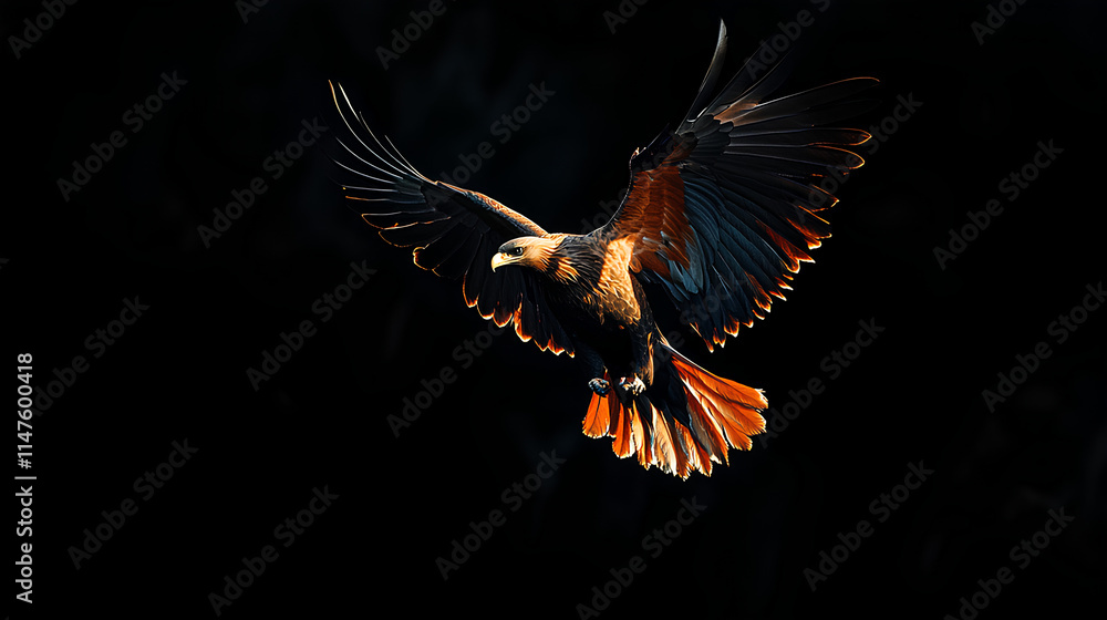 Fototapeta premium an eagle flying on a dark background