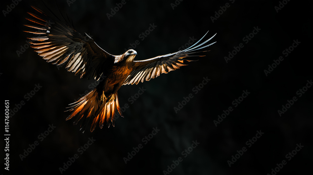 Obraz premium an eagle flying on a dark background