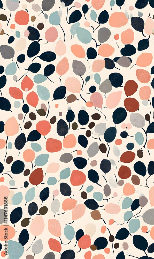 Fototapeta premium floral flower and leaf elements modern doodle illustrator seamless pattern for wallpaper or background