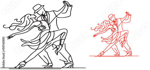 Latin dancing couple dancing  vector illustration