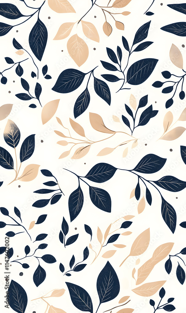 Fototapeta premium floral flower and leaf elements modern doodle illustrator seamless pattern for wallpaper or background