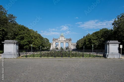 Architectural detail of the Parc du Cinquantenaire (Park of the Fiftieth Anniversary) a large public, urban park in the easternmost part of the European Quarter in Brussels, Belgium. photo