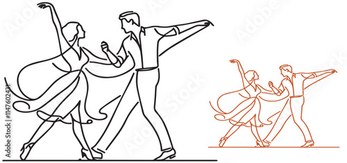 ballroom dancing  outlines of dancing couple vector