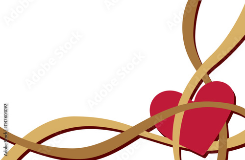 Greeting card with ribbon and heart illustration,No main line