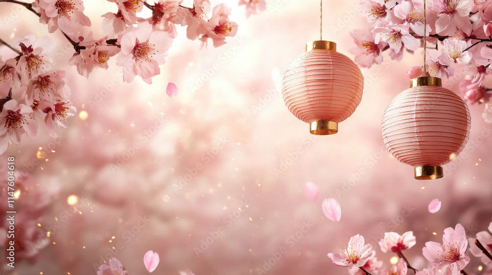 Pastel Lanterns Celebrate China's New Year Serene Background Festive Atmosphere Contemporary Art Pastel Lanterns Celebrate China's New Year Serene Background Festive Atmosphere Contemporary Art