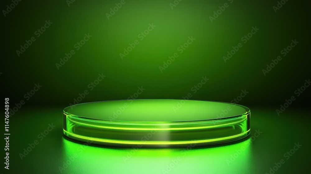 Green Glass Platform with Neon Green Lighting Green Glass Platform with Neon Green Lighting