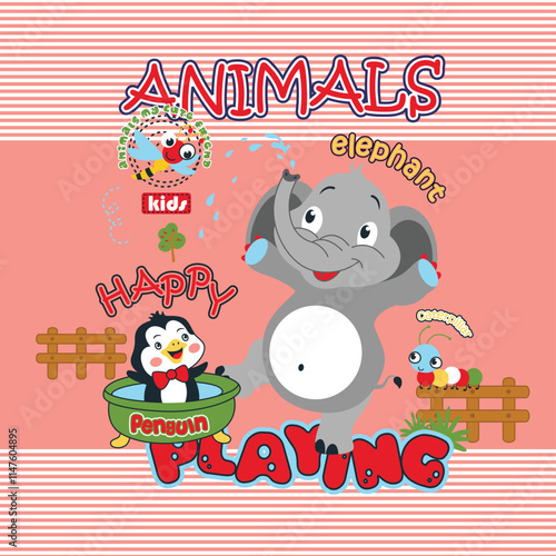 Cute friends playing together happily in a joyful vector illustration of friendship