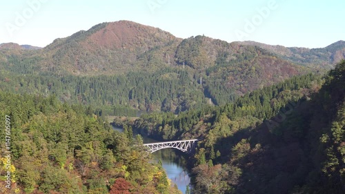 Fukushima, JAPAN - Nov 10, 2024: View of First Tadami River Bridge