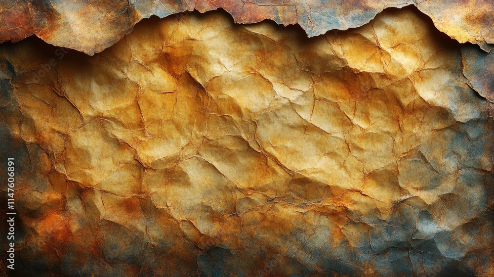 Obraz premium Aged, crumpled paper; rustic, textured background.