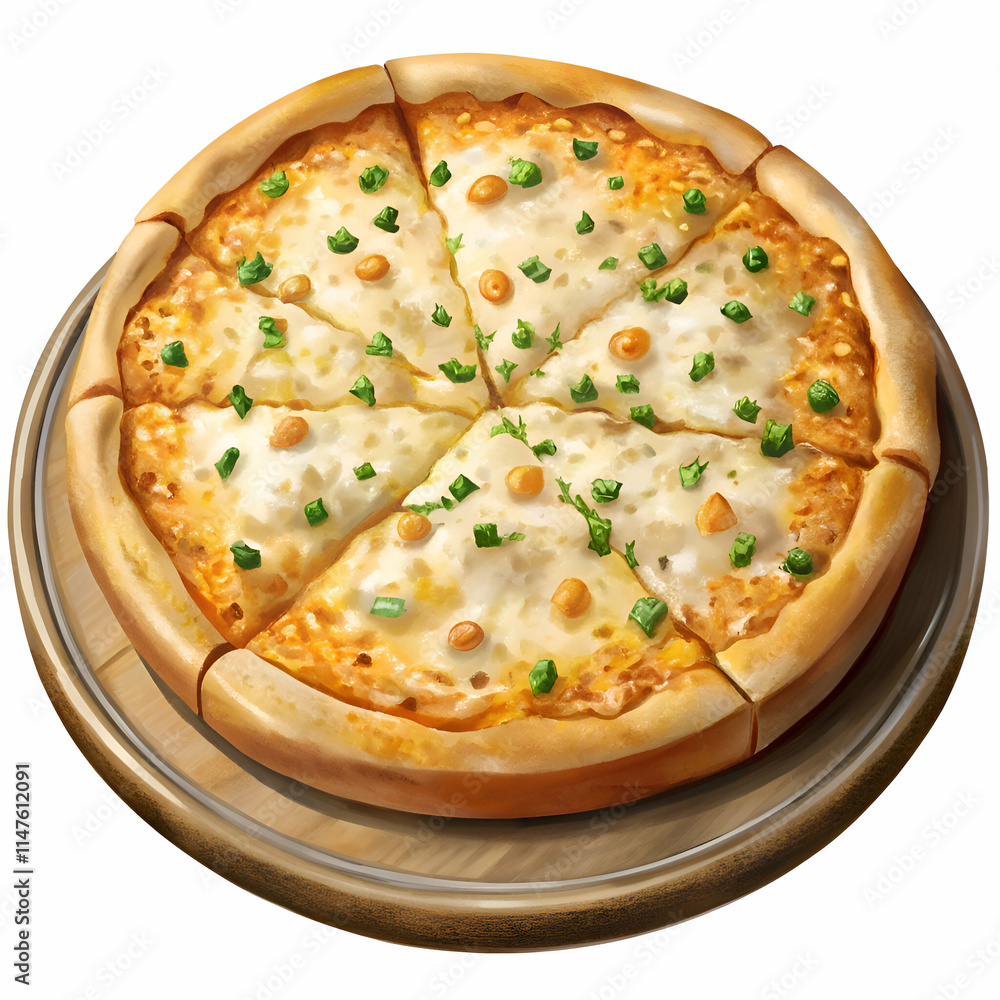 Delicious White Pizza with Garlic and Green Onion Delicious White Pizza with Garlic and Green Onion