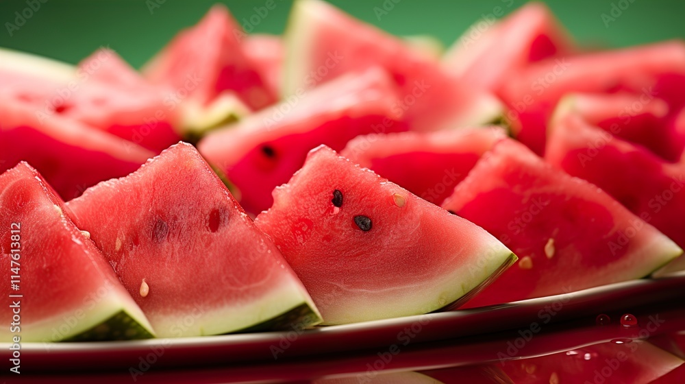 Sliced watermelons arranged on a pink background/ Sliced watermelons arranged on a pink background/