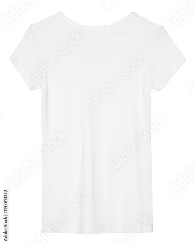 Png white tee mockup women's apparel rear view photo