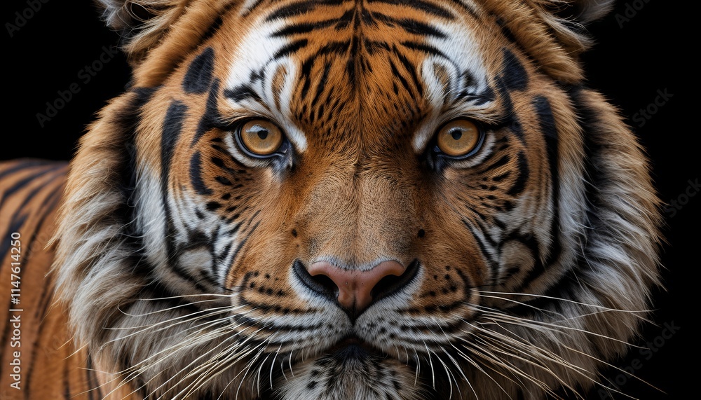 Majestic Sumatran Tiger Close-Up Portrait: An Intense Gaze into the Wild Majestic Sumatran Tiger Close-Up Portrait: An Intense Gaze into the Wild