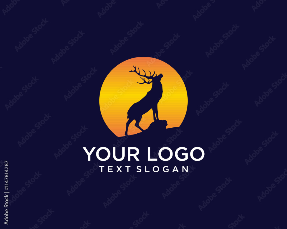 wild deer moon silhouette logo wild deer moon silhouette logo