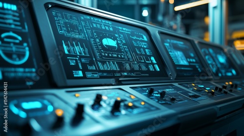 Wallpaper Mural Monitoring technological systems control room digital displays high-tech environment close-up view data analysis insights Torontodigital.ca