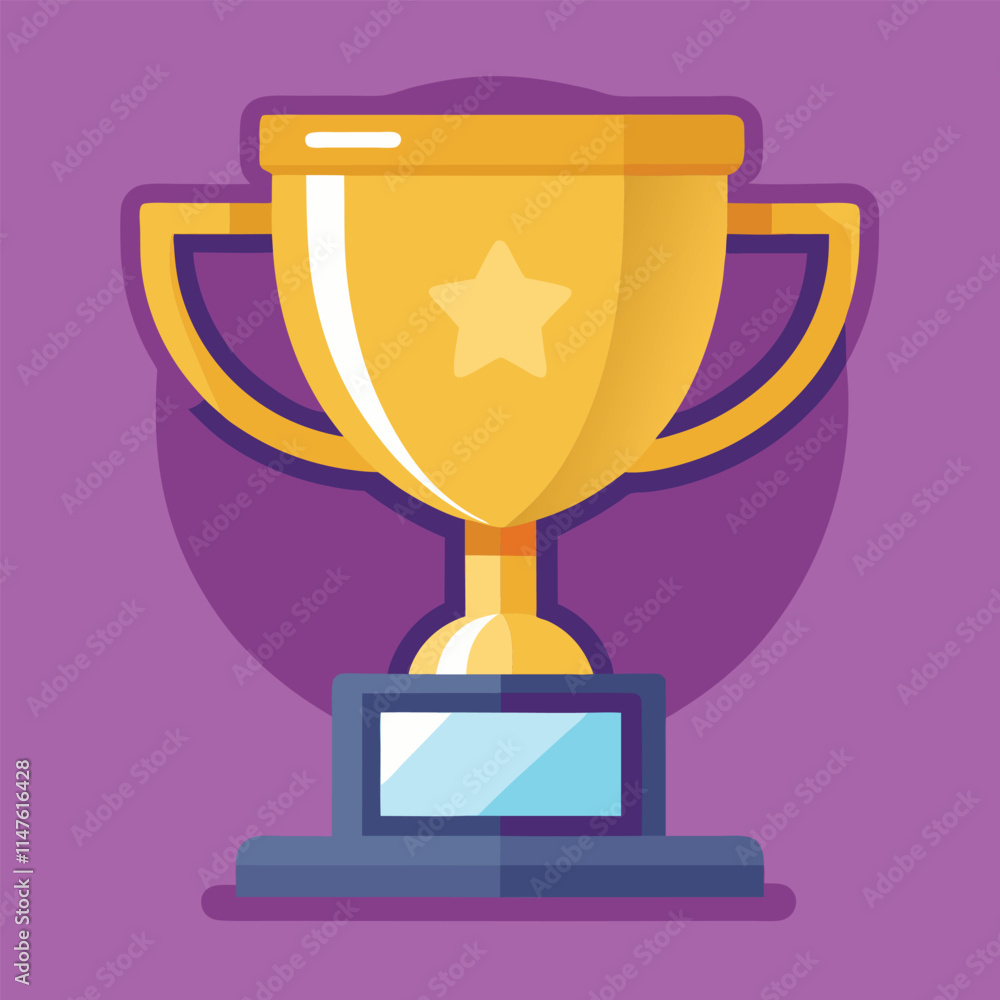 Trophy cup Champion trophy shiny golden cup sport award Winner prize champions celebration winning concept modern flat design simple vector illustration isolated transparent background