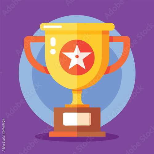 Trophy cup Champion trophy shiny golden cup sport award Winner prize champions celebration winning concept modern flat design simple vector illustration isolated transparent background