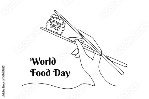 World Food Day concept. Single line draw design vector graphic illustration.