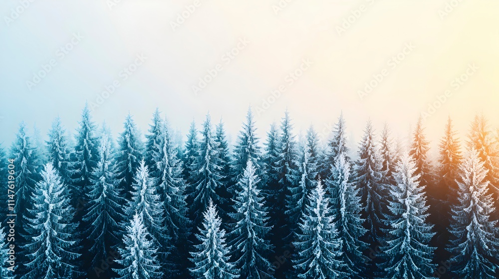 Obraz premium Frosty Evergreen Forest in Winter Light