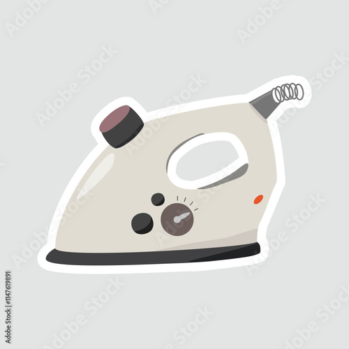 House Electric Iron Vector Illustration Sticker – Essential Home Appliance Icon for Clean Living, perfect for home and cleanliness-themed decor photo