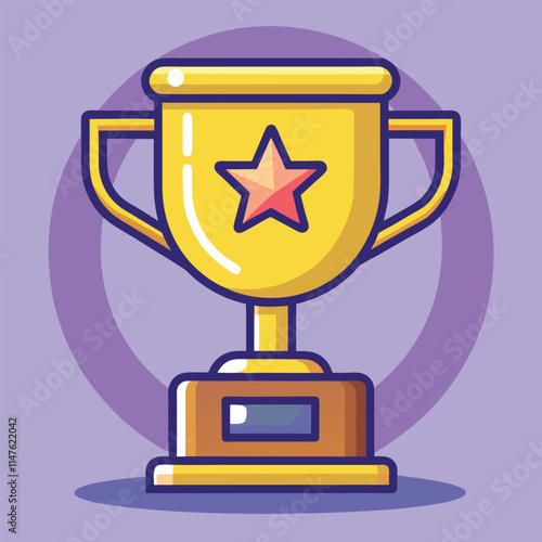 Trophy cup Champion trophy shiny golden cup sport award Winner prize champions celebration winning concept modern flat design simple vector illustration isolated transparent background