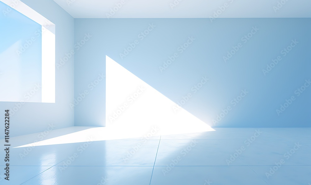 Sunlit minimalist empty room interior with large window. Sunlit minimalist empty room interior with large window.