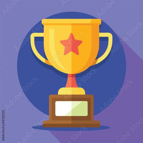 Trophy cup Champion trophy shiny golden cup sport award Winner prize champions celebration winning concept modern flat design simple vector illustration isolated transparent background