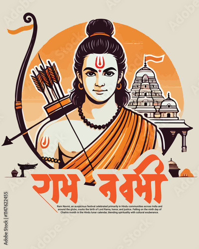 Happy ram navami and Subh ram navami with lord ram social media post banner template
