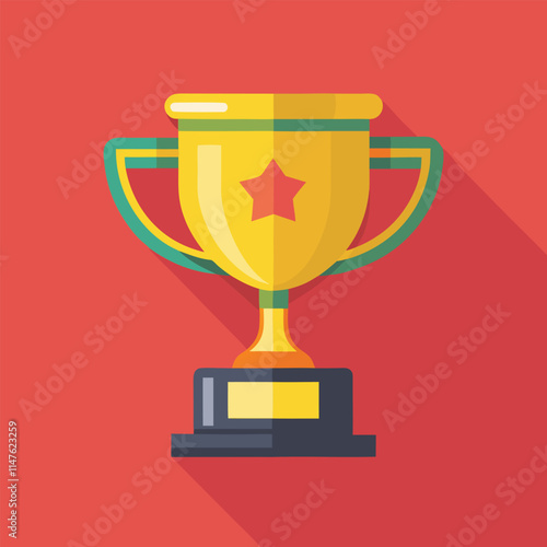 Trophy cup Champion trophy shiny golden cup sport award Winner prize champions celebration winning concept modern flat design simple vector illustration isolated transparent background